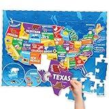 United States Puzzles for Kids Ages 4-6 - Educational Toys for Boys & Girls - 70Pcs USA Map Kids Puzzle with 50 States & Capitals - Floor Jigsaw Puzzles - Summer Toys - Gifts for Children