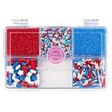 Red White and Blue Sprinkles - 6.53oz Patriotic 4th of July Sprinkles for Cake Decorating, Jimmies Nonpareils Stars Sanding Sugar Mix, Edible Cake Sprinkle for Baking Decor, Cookie, Cupcake, Ice Cream
