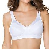 Fruit of the Loom Women's Seamed Soft Cup Wirefree Cotton Bra with Satin Trim, White, 44C