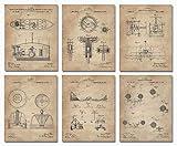 ArtCantHurtU Nikola Tesla Inventions Patent Prints Set of 6 (8x10) Industrial Wall Art Decor Mechanical Engineer Gifts For Men Inventor Electronics Engineering College Students