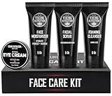 Viking Revolution Mens Facial Skin Care Kit - Includes Rejuvenating Face Moisturizer (5oz) Microdermabrasion Facial Scrub (5oz) Foaming Cleanser (5oz) Eye Cream (1oz)