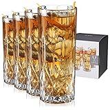 Viski Admiral Highball Glasses, Crystal Drinking Glasses, Elegant Glassware for Whiskey, Vodka, Cocktails, Perfect for Home Bars, Indoor & Outdoor Parties, Stylish Drinkware, 9 oz, Set of 4