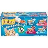 Purina Friskies Wet Cat Food Variety Pack Fish-A-Licious Extra Gravy, Prime Filets and Tasty Treasures - (Pack of 32) 5.5 oz. Cans