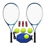 Magicorange Tennis Rackets for Adults 2 Players Recreational Tennis Racquet Set for Beginners and Professional with 4 Tennis Balls, 3 Overgrips, 1 Bag(Blue)