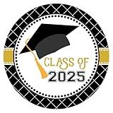Graduation Cap Class of 2025 Sticker Labels by Adore By Nat - College University Education Degree Party - Set of 30