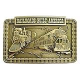 Indiana Metal Craft Men's Railroads Built America Belt Buckle - Railroad Scene Solid Brass Belt Buckle, Perfect for History Enthusiasts - Made in USA