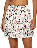 Ekouaer Golf Tennis Tkirts for Women Floral Active Skort Wide Waistband Running Tennis Skorts Bodycon Pencil Mini Tennis Tkirts XL Floral