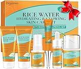 Skin Care Set,Women Teen Milk Skincare Rice Water Hydrate Glow Repair Anti-Aging Facial Routine Kit Gift Set for Womens Mom Wife Teenager Girl Birthday Trendy Stuff Christmas Gifts Stocking Stuffers
