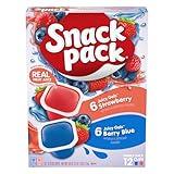 Snack Pack Strawberry & Berry Blue Flavored Juicy Gels, 12 Count Snack Cups