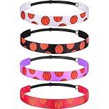 SATINIOR 4pcs Basketball Headbands for Girls Sport Headbands for Women Non-slip Adjustable Hair Bands Basketball Accessories for Girls Boys Teens Halloween(Multicolor)
