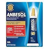 Anbesol Maximum Strength Oral Pain Relief Gel, Instant Pain Relief For Toothache Pain, Canker Sores, Sore Gums, Mouth Sores, Denture Pain, and Aligner Pain, ADA Accepted, 0.33 oz (packaging may vary)