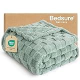 Bedsure Sage Green Throw Blanket for Couch - Checkered Fleece Blankets Gifts for Women Men Girls, Cute Soft Cozy Throw for Bedroom Home Decor Gifts, 50x60 Inches