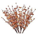 LLZLL 6PCS Fall Stems,17in/43cm Tall Artificial Fall Berry Picks Autumn Berry Spray for Flower Arrangement and Fall Decor (Red Orange Berries and Leaves)