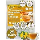 Tagalica Premium Dandelion Root Tea Bags - 25 Count, 100% Natural & Pure, Eco-Conscious, Herbal Tea, No Sugar, No Caffeine, No Gluten, Vegan