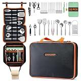 GAIALOOP Camping Cooking Utensils Set 32 PCS Camp Kitchen Cookware Kit with Organizer Bag, Portable RV Camping Essentials Camper Must Haves for Cookouts Open Fire Pit