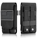 IronSeals Tactical Molle Phone Cover Case - Heavy Duty Loop Belt Holster Pouch With Flag Patch - For iPhone 16/15/14/13/12 Pro Max, Galaxy S24 Ultra