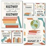 Hadley Designs 6 Social Studies Classroom Decorations – US History Posters for Elementary, Middle School and High School, Durable World History Wall Art for Teachers - Retro Classroom Decor