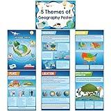 Pasimy 7 Pcs Geography Posters Set Bulk 5 Themes of Geography Social Studies World Human Environmental Bulletin Board Classroom Decorations for Teachers K-12 Students Middle High School Wall