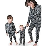 HonestBaby Family Matching Holiday Pajamas Organic Cotton for Men, Women, Kids, Toddlers, Baby Boys, Girls, Unisex Pets , Tossed Skulls Black, 0-3 Months