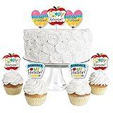 Big Dot of Happiness Teacher Retirement - Dessert Cupcake Toppers - Happy Retirement Party Clear Treat Picks - Set of 24
