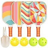 Pickleball Paddles Set of 4, USAPA Approved Premium Wood Pickleball Set with 4 Pickleball Balls and 1 Carry Bag Pickleball Rackets with Ergonomic Cushion Grip for Beginner & Pros Gifts for Women Youth