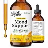 Wild & Organic Mood Support Supplement - Natural Liquid Drops for Positive Energy - Calm Mind Supplement for Women and Men - Non-Alcohol Ashwagandha & Rhodiola Rosea Root Tincture for Good Mood - 4 oz