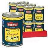 Snow's Wild Caught Chopped Clams Canned, 15 oz Can (Pack of 12) - Served in Clam Juice - 4g Protein Per Serving - Gluten Free, Keto Friendly, 99% Fat Free