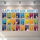 Buxiuer Asian American and Pacific Islander Heritage Month Photo Booth Backdrop AAPI National Asian Leaders Decorations Wall Decor (5.9×3.6ft)