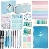XKDOUS Bible Study Supplies Journaling Kit for Women, Bible Study Kit, Bible Study Tools with Prayer Journal Pencil Case Bible Accessories, Christian Gifts for Women, Blue