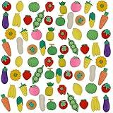 Cllayees 72 Pcs Assorted Fruit Pencil Erasers Toy Set, Mini Vegetable Puzzle Erasers Bulk, 3D Come Apart Gift for Kids Reward Party Favors (Fruit and Vegetable)