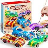 Klever Kits 4 DIY Wooden Race Cars-Build & Paint Your Own Wood Craft Kit, 4 Race Cars Toy, Easy to Assemble Arts Crafts Kit, Birthday Party Presents for Kids Boys and Girls