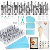 Kootek 90 PCs Piping Bags and Tips Set, Cake Decorating Supplies Kit with 55 Numbered Icing Piping Tips, 20+2 Pastry Bags for Cake Cupcake, Frosting Piping Kit with Booklet and eBook