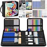 106 PCS Art Supplies Sketching Kit, Pro Drawing Pencils with 3-Color Sketchbook, Coloring Book, Colored Graphite Charcoal Watercolor & Metallic Pencils, Drawing Supplies Gifts for Artists Adults Kids