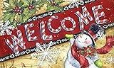 Toland Home Garden 800112 Candy Cane Snowman Winter Door Mat 18x30 Inch Welcome Outdoor Doormat for Entryway Indoor Entrance