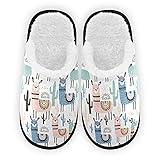 Umidedor Llama Cactus Slippers For Women Girls, Soft Memory Foam Non-Slip Indoor House Slippers Home Shoes For Bedroom Hotel Travel Spa