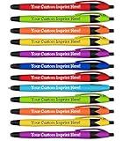 Ballpoint Soft Touch Personalized Ink Pens with Stylus Tip - The Jewel - Click action - Custom - Black writing - Printed Name - Imprinted - Your Logo/Message/Personalization (Assorted Colors)