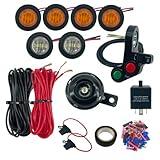 ALTBET Universal ATV UTV SXS Turn Signal Horn Kit Street Legal Kit Handlebar Thumb Switch with LED Lights Flasher Relay Blinker Harness System (Kit N)