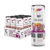 CELSIUS GALAXY VIBE Sparkling Strawberry Watermelon, Sugar Free Energy Drink, 12 Fl Oz (Pack of 12)