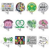 Geyoga 12 Pcs Mental Health Matters Badge Reel Medical Nurse Badges Clip Holder Retractable for Nurse Doctor Psychologist Medical Assistant Nursing Students Funny Badge Reel Mental Health Gifts