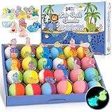 Bath Bombs for Kids, 24pcs Bath Bombs with Glow in The Dark Surprise Inside, Natural and Organic Colorful Bubble Bath Fizz for Kids, Perfect Birthday, Halloween, Or Christmas Gift for Boys and Girls!