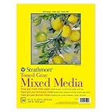 Strathmore 300 Series Mixed Media Pad, Toned Gray, Tape Binding, 184lb (300gsm), 20 Sheet, 9x12 inch, 1 Count