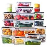 HOMBERKING 40 Pieces Food Storage Containers Set with Snap Lids (20 Lids + 20 Containers), Plastic Containers, BPA-Free Lunch Container Bento Box for Home, Black
