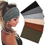 Sefiinh Wide Headbands For Women Stretch Headband Boho Head Bands Women's Hair Band Turban Workout Hairband Accessories 6 Pack