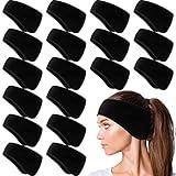 Hungdao 24 Pcs Fleece Ear Warmer Headband Bulk Winter Ear Muffs for Men Women Cold Weather Running Cycling Sports(Black)