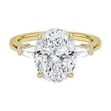3 CT Oval Moissanite Band Ring for Women 925 Sterling Silver and Solid Gold D Color VVS1 Clarity 3 Stone Promise Rings for Her Trending Valentine gifts for her
