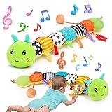 Baby Sensory Toy 0-6 Month Music Animal Stuffed Plush Caterpillar Toy for Infant 0-3-6 Month Tummy Time with Baby Mirror Crinkle Rattle for 6-12 Month Carseat Toys for Newborn Boys Girls Shower 1