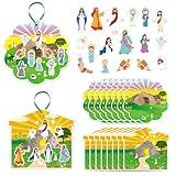 JUESMOS 16PCS Make an Easter He Lives Sticker Scenes for Kids Religious Easter Stickers Craft Resurrection Scene Sticker Ornaments for Tree Decor Christian Jesus Stickers Spring Party Favor