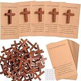 Bucherry 48 Sets Pocket Hug Token Bulk Hug Greeting Cards with Mini Wooden Cross Greeting Cards Keepsake Exchange Card Relationship Gift for Friends Colleagues Family Christians Church Gifts