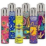 Clipper Refillable Lighters 6-Pack - Assorted Designs, Eco-Friendly Lighter, Portable Everyday Carry Lighter Set