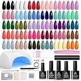 Beetles Gel Nail Polish Kit with U V Light, Beetles Four Seasons Glow 32 Colors Gel Polish 54 Pcs Nail Kit with Base and Matte&Glossy Top Coat Soak Off DIY Art Manicure Gifts for Women Teens Girls